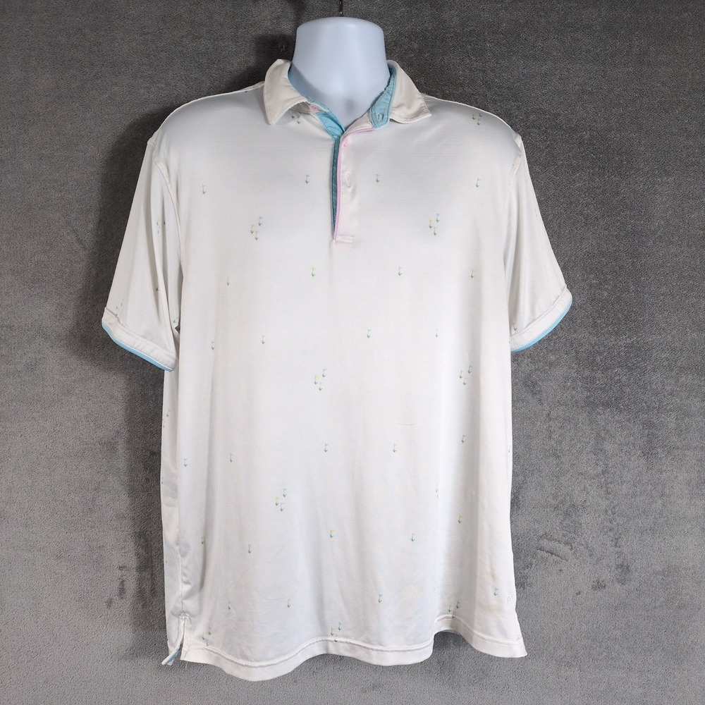 Head Golf Mens White Pastel Golf‎ Size L Performance Polo Shirt Short Sleeve